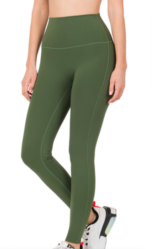 Army Green Leggings with Pockets
